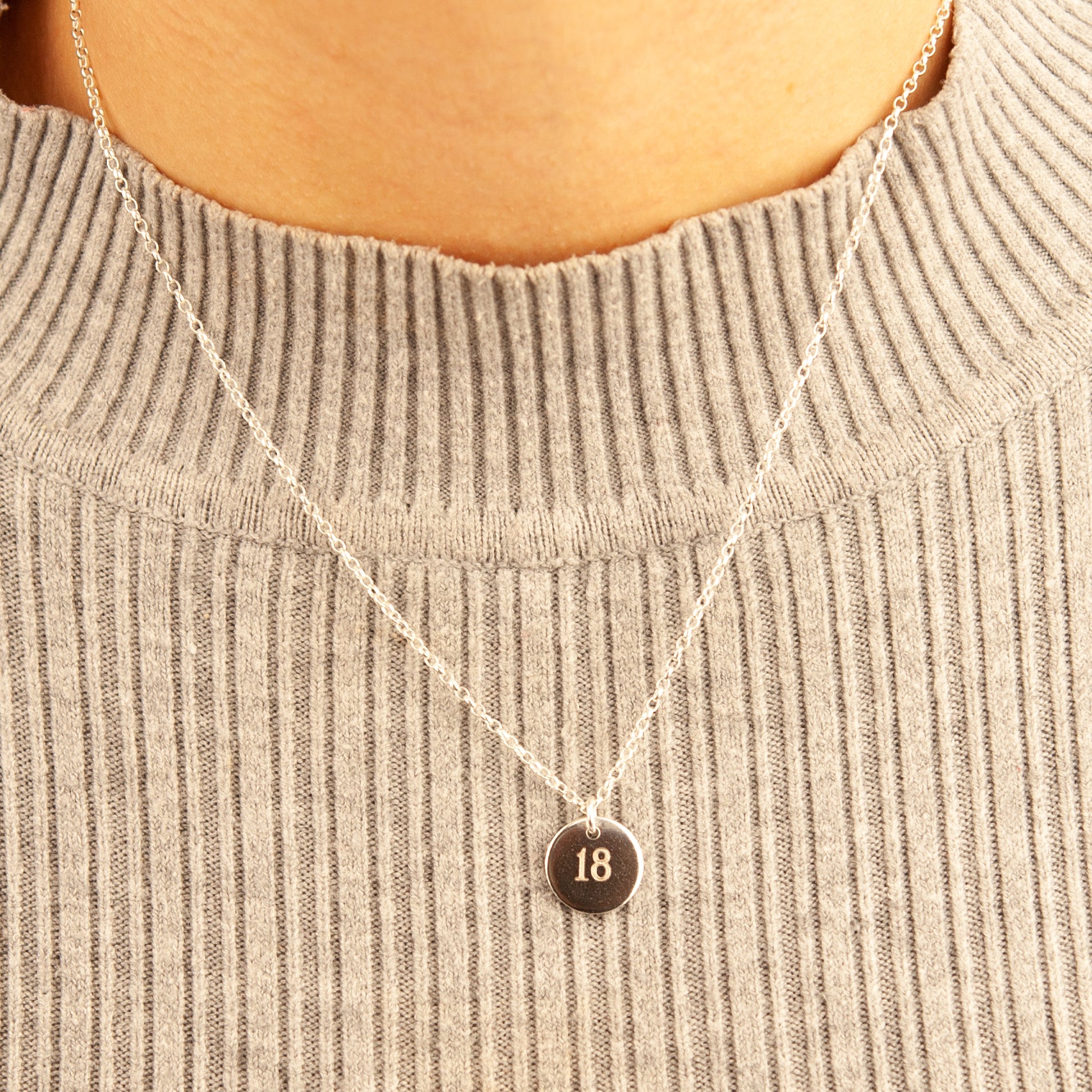 Belle & Bee Sterling silver birthday disc necklace