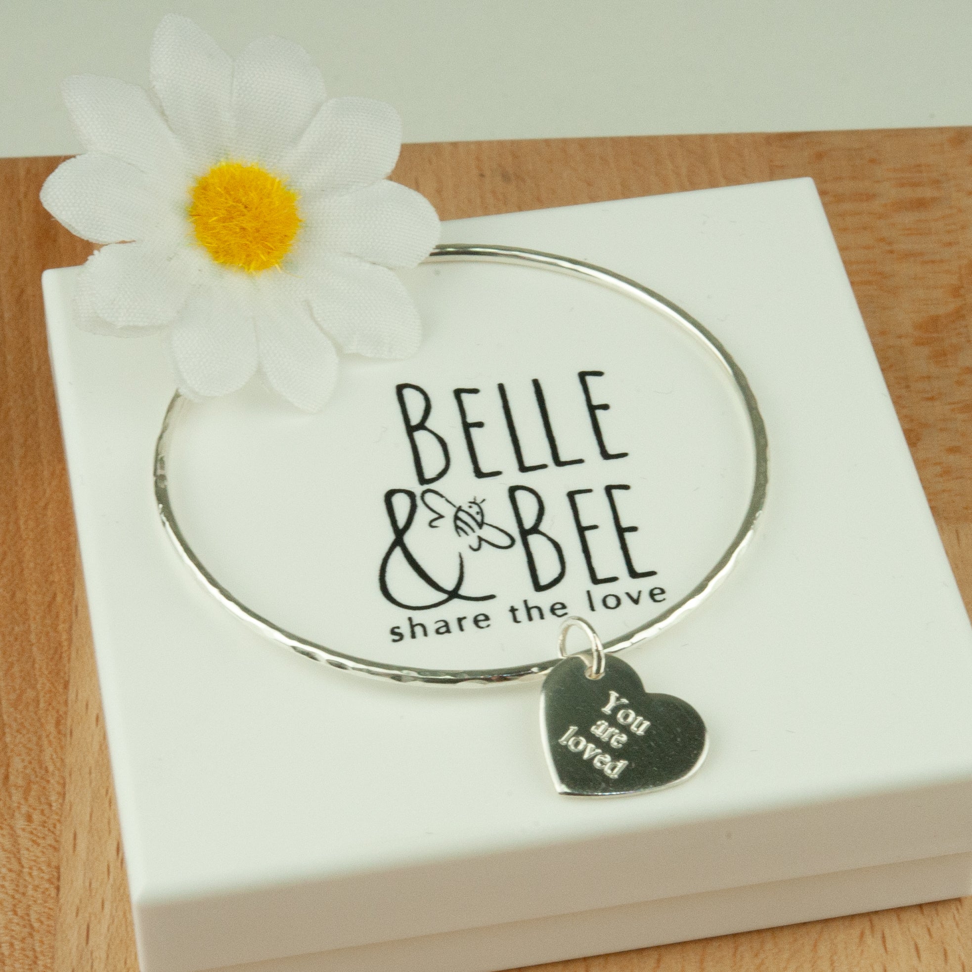 Belle & Bee sterling silver quote bangle