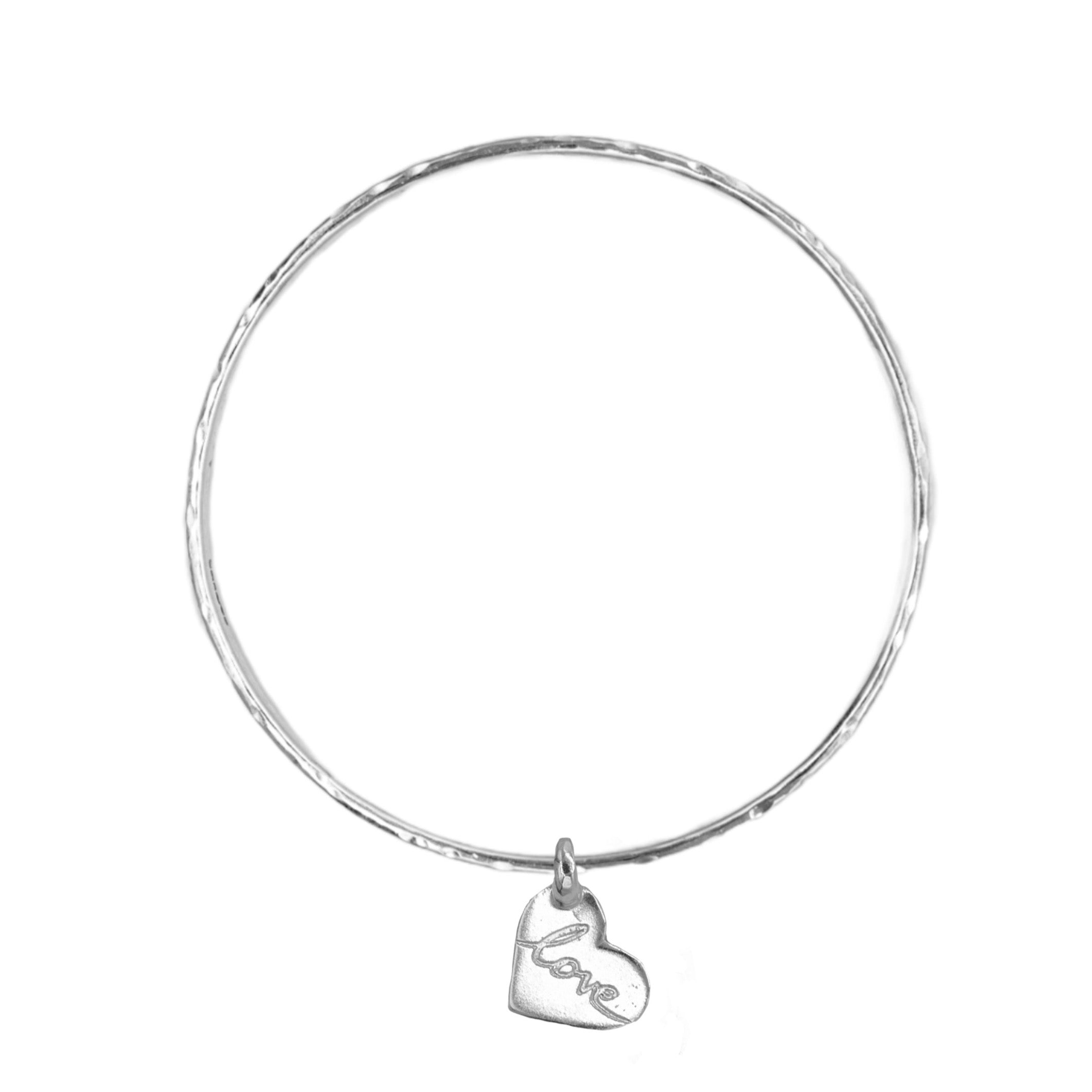 Belle & Bee Sterling Silver Love writing bangle