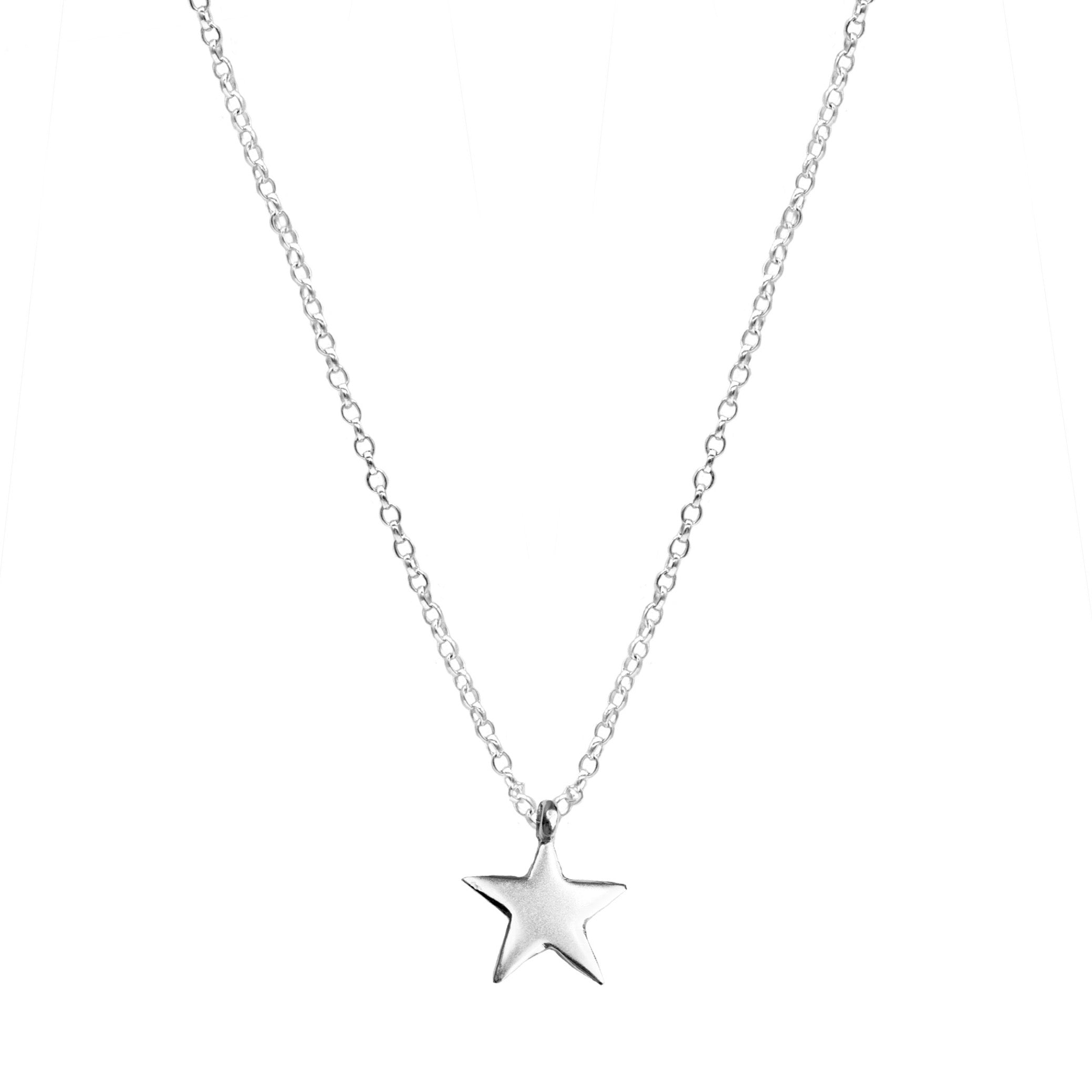 Belle & Bee Sterling Silver Necklace with Midi Chunky Star Charm