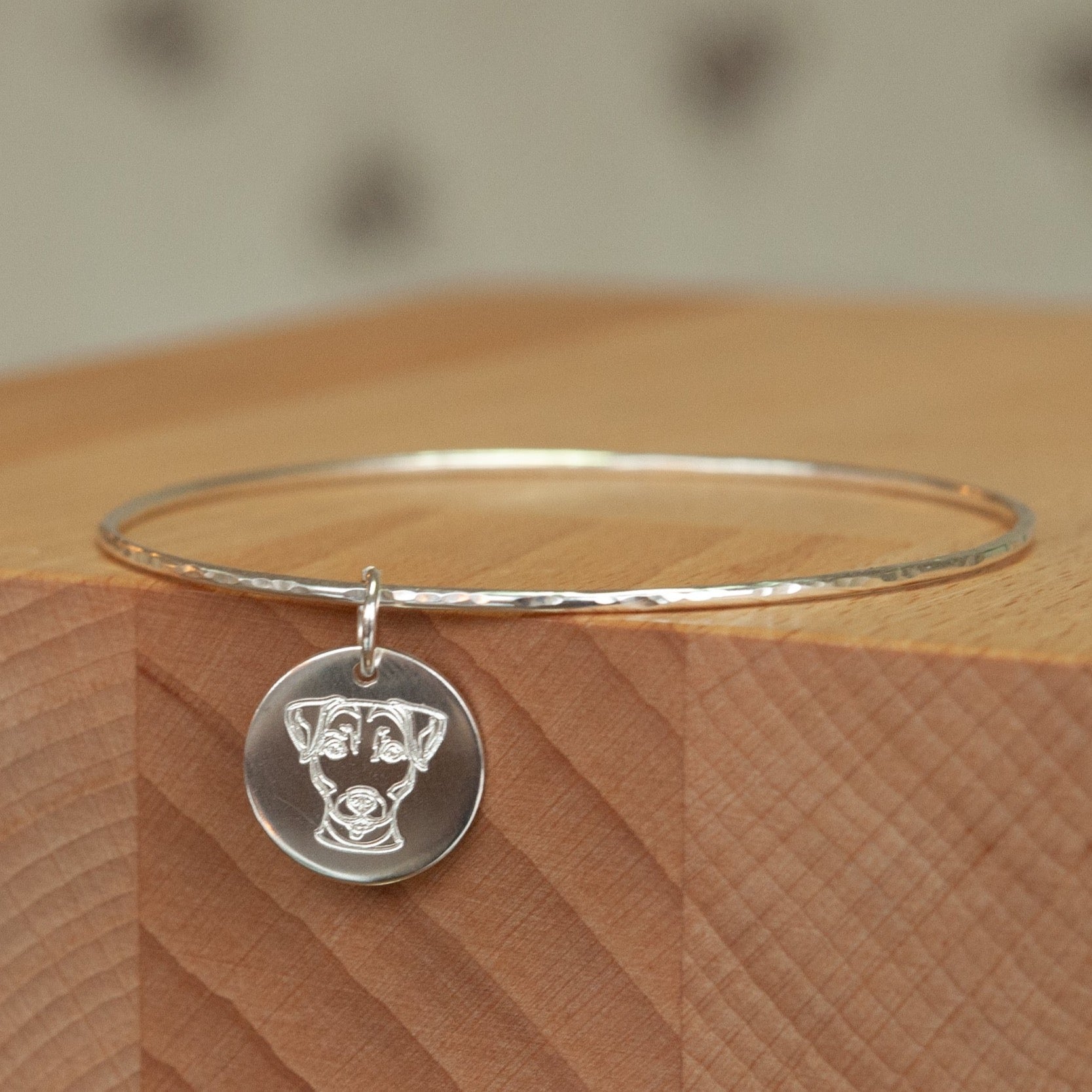 Belle & Bee Sterling Silver Jack Russell Disc bangle
