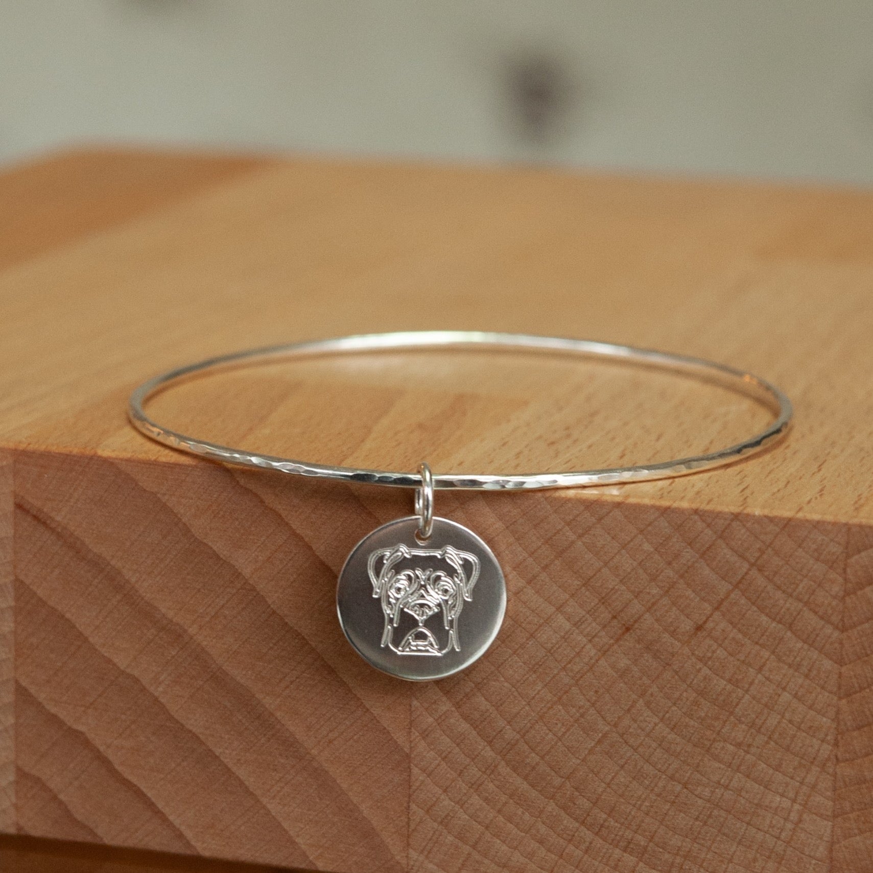 Belle & Bee Sterling Silver Boxer Dog charm bangle