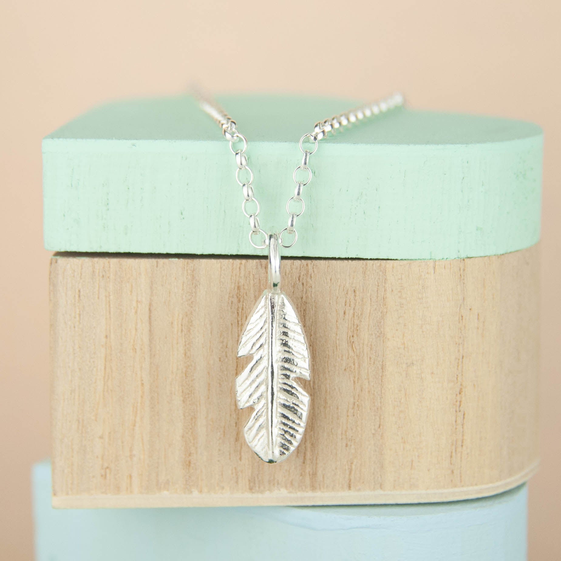 Belle & Bee Sterling Silver feather necklace