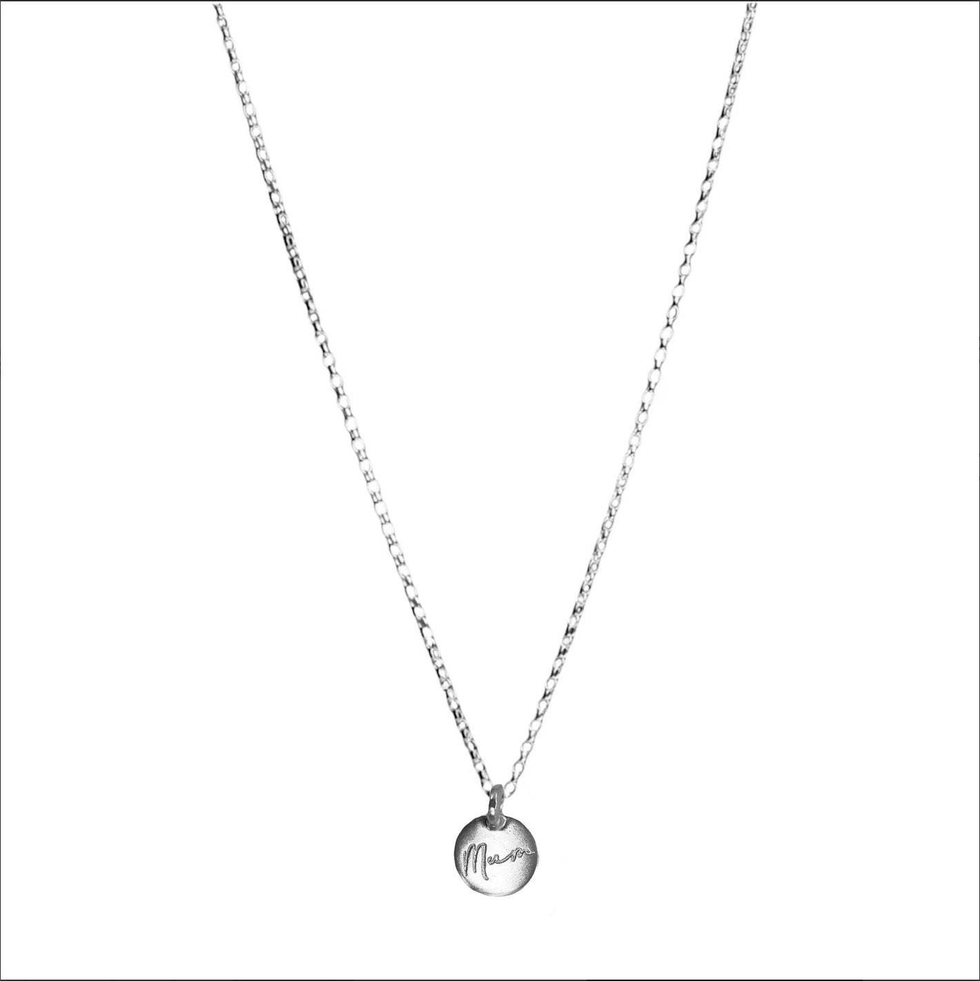 Belle & Bee Sterling silver mum writing disc necklace