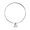 2mm Sterling Silver Hammered Bangle with Mum Writing Heart Charm