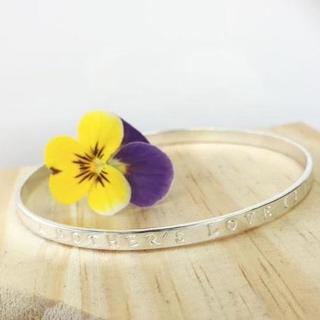 Belle & Bee sterling silver personalised quote bangle