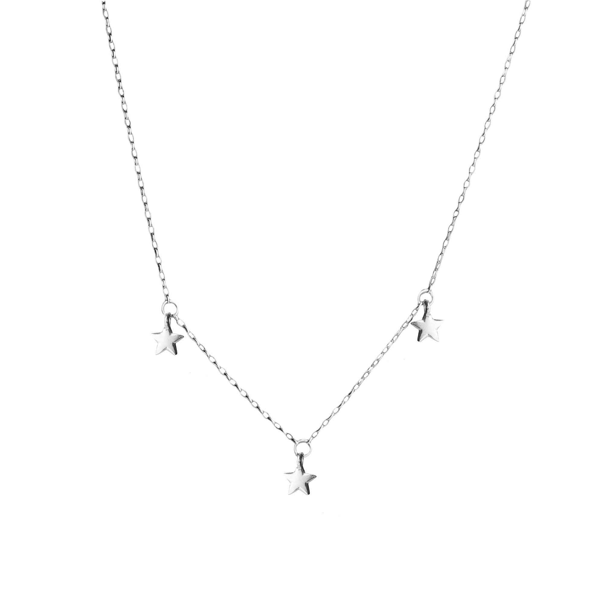 Belle and Bee Sterling Silver 3 Star Necklace